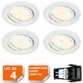 Lampesecoenergie - Lot de 4 Spot led encastrable complete orientable blanc avec ampoule gu10 230v