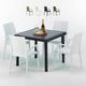 Table Carrée Noire 90x90cm Avec 4 Chaises Colorées Grand Soleil Set Extérieur Bar Café arm Bistrot