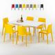 Table Rectangulaire Blanche 150x90cm Avec 6 Chaises Colorées Grand Soleil Set Extérieur Bar Café