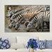 World Menagerie 'Drinking Zebras' Photographic Print on Wrapped Canvas in Black/White | 18 H x 30 W x 1 D in | Wayfair