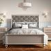 Rosdorf Park Loucks Solid Wood & Sleigh Bed Wood & /Upholstered/Faux leather in White | 58 H x 62 W x 82 D in | Wayfair