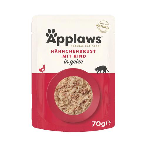 32x70g Pouch in Jelly Huhn mit Rind Applaws Katzenfutter nass