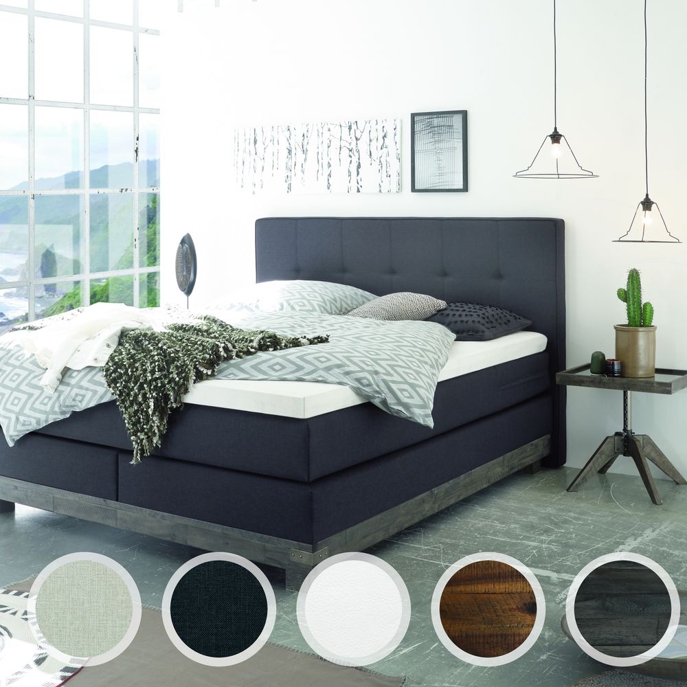 Hasena Boxspringbett Pronto Boston 160x200 cm / Akazie Vintage Grey / Pepe Anthrazit 328 / Superio-Top Image