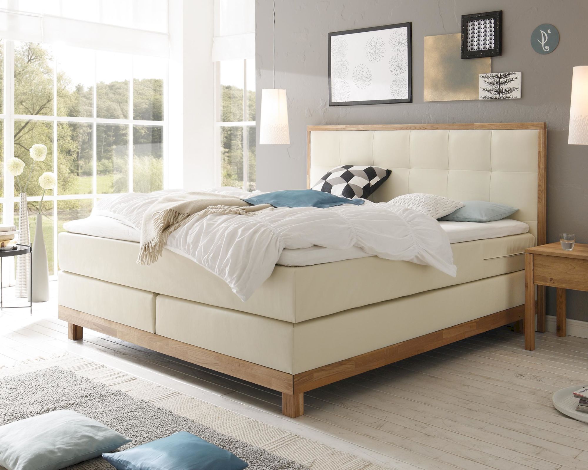 Hasena Boxspringbett Pronto Chalet 160x200 cm / 323 weiss / Agrea-Top