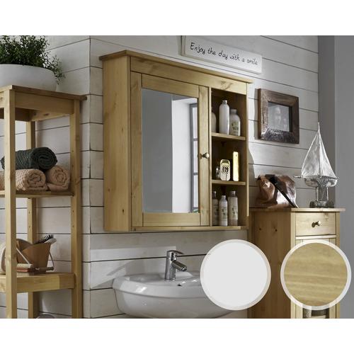Massivholz »Splash« Badezimmer Spiegelschrank weiss lasiert