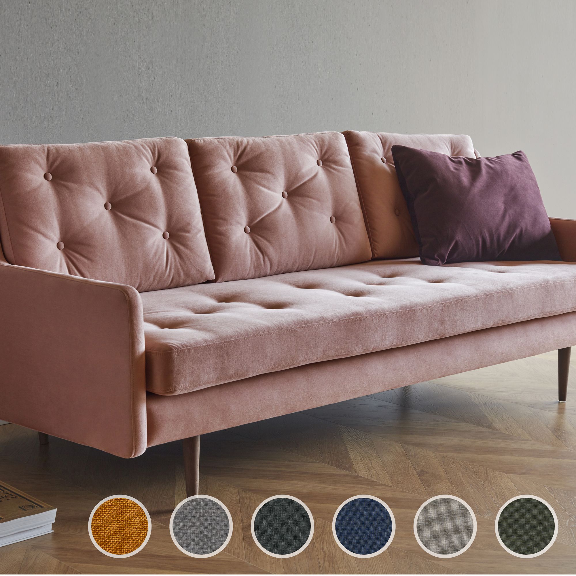 Kragelund »Holme« Couch 3-Sitzer / 197 x 75 x 88 cm / Stoff 245 Blau