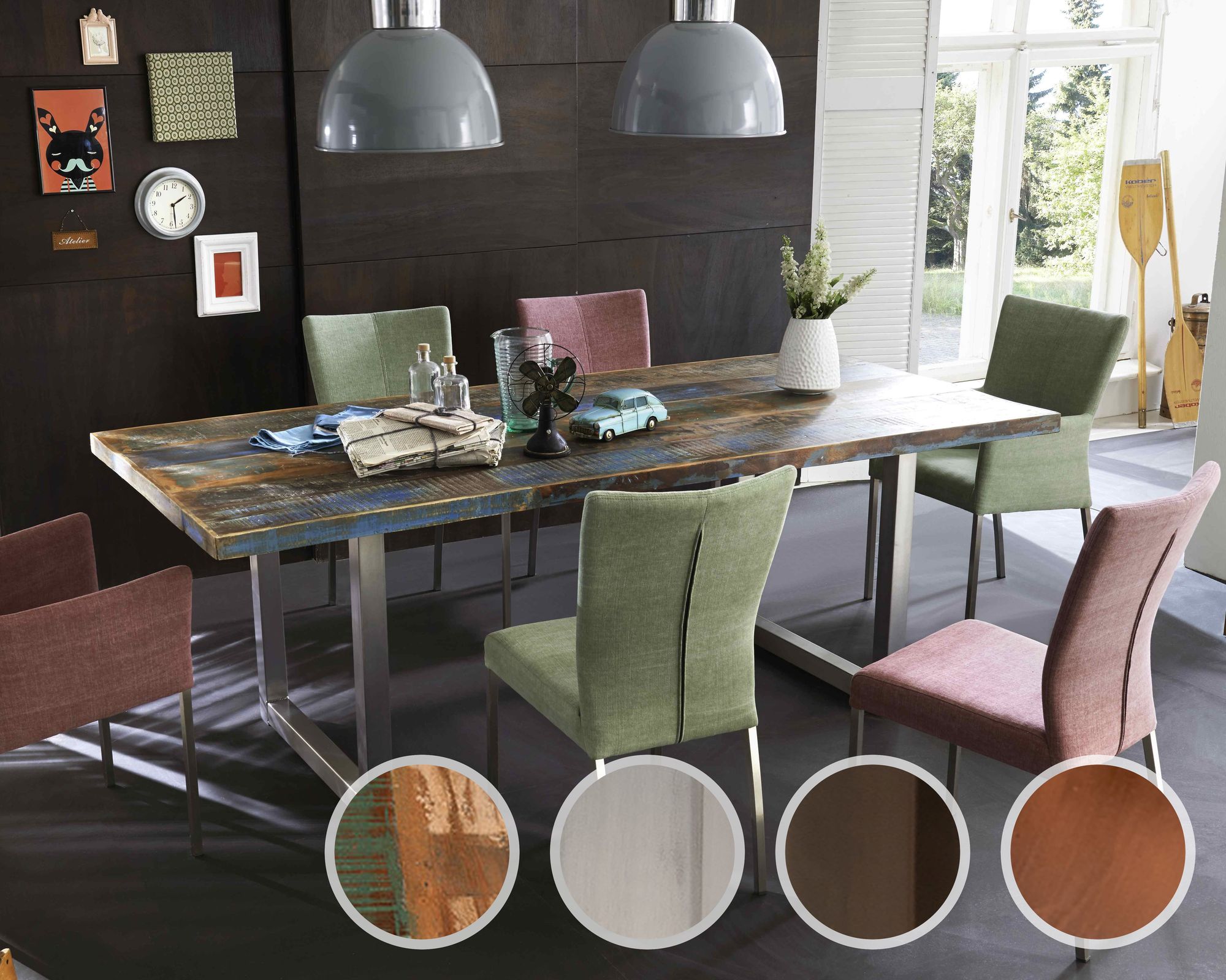 SIT Tops & Tables Esstisch Massivholz Retro 160x85 cm / Eisen antikschwarz