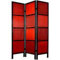 Bayou Breeze Monson 54" W x 72" H 3- Panel Solid Wood Folding Room Divider Wood in Brown/Red | 72 H x 54 W x 1.5 D in | Wayfair