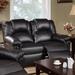 Charlton Home® Nitya 40" Faux Leather Pillow Top Arm Reclining Loveseat Faux Leather/Metal in Black | 40 H x 38 D in | Wayfair