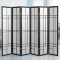 World Menagerie Clara 102" W x 70.25" H - 6-Panel Rice Paper Folding Room Divider Heavy Duty Rice Paper/Wood in Black | Wayfair