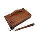 LETEULO Men's Wristlets Bag Cowide Leather Clutch Purses Brown