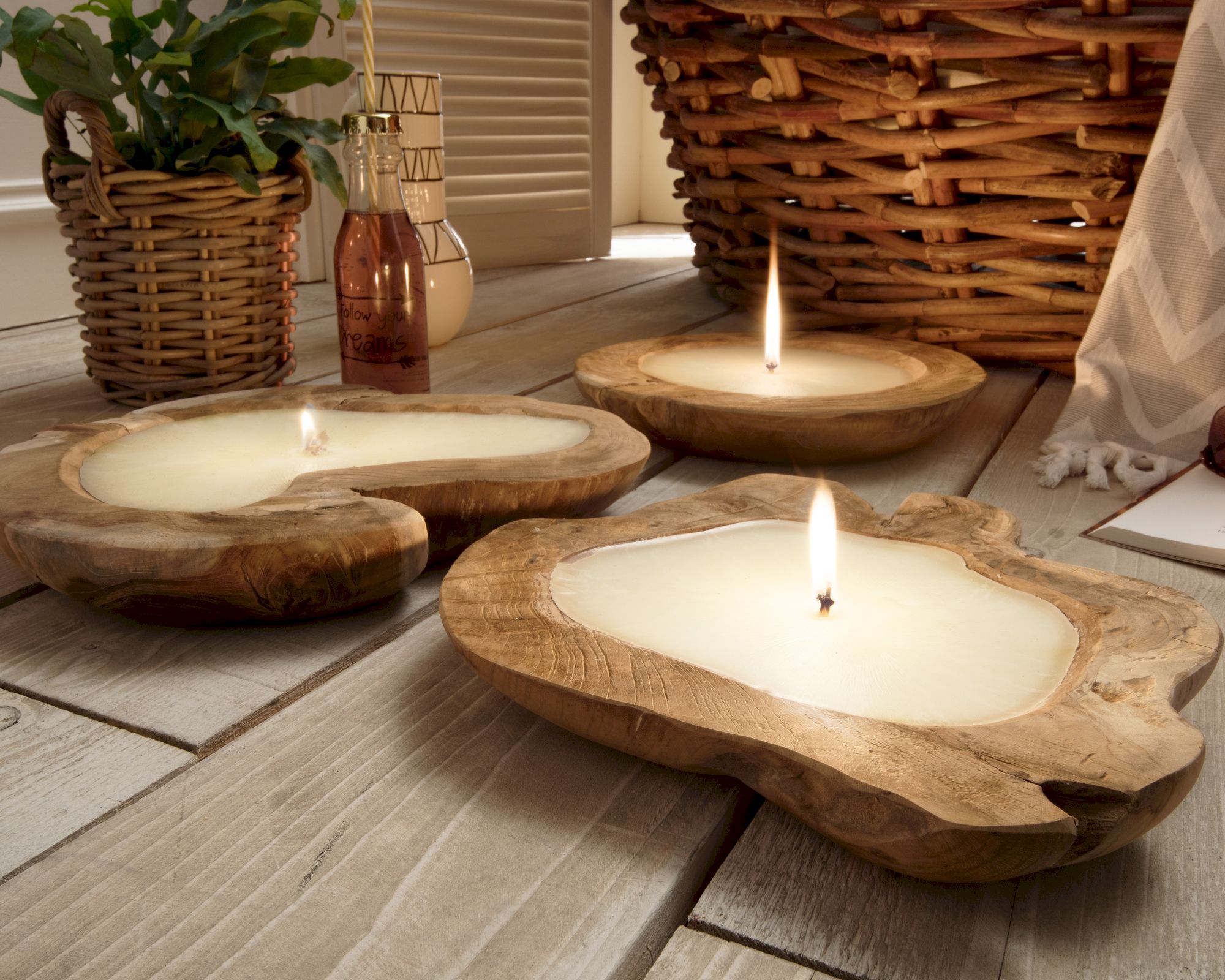 die Faktorei »Teakholz« Kerze in Schale Ø ca. 30 cm Image