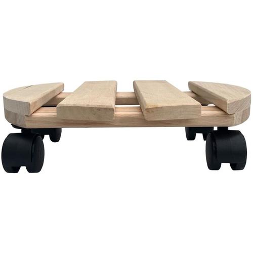 1x Rolluntersetzer rund Pflanzenroller 30x30 cm - max. 120 kg Traglast - aus Buchenholz - Stabil &