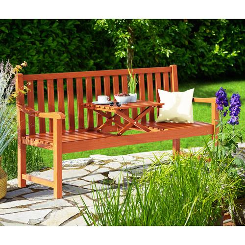 Gartenbank Picknick Tisch FSC®-zertifiziertes Eukalyptusholz hochklappbarer Tisch Holzbank Sitzbank