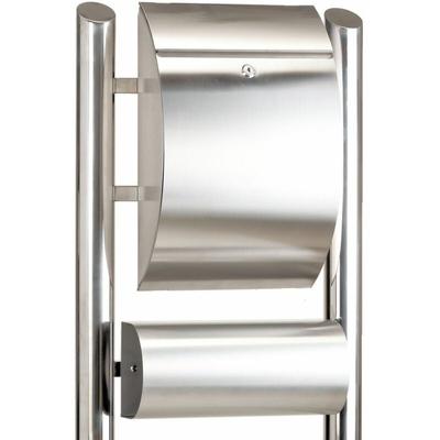 Edelstahl Doppelrohr Standbriefkasten abschließbar, 48 x 138 cm, mit Zeitungsrolle - Zelsius