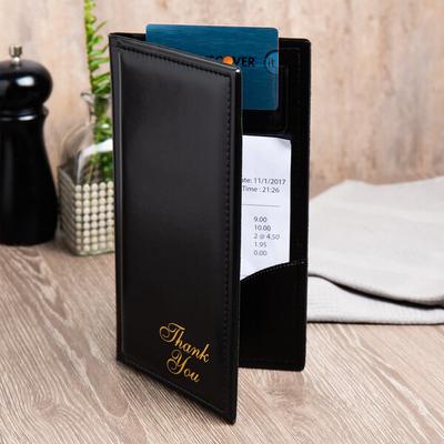 Menu Solutions CH870 5" x 9" Black Guest Check Presenter with Credit Card Pocket