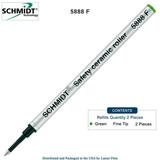 Schmidt 5888 Green 2-Pack B Safety Ceramic Rollerball Refill 0.6mm Fine Tip 4 5/16 L x 0.245 Dia (SC58103)
