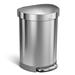 simplehuman Semi-Round Hands-Free Kitchen Step Trash Can w/ Soft-Close Lid Stainless Steel in Gray | 26.4 H x 15.7 W x 14.2 D in | Wayfair CW2030