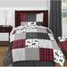 Sweet Jojo Designs Rustic Patch 4 Piece Twin Reversible Comforter Set Polyester/Polyfill/Microfiber/Flannel in Black/Gray/Red | Wayfair