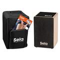 Sela SE 157 EN Primera Cajon Einsteiger-Bundle mit Rucksack, Sitzpad und englischer Anfängerschule, CD/DVD, Schwarz