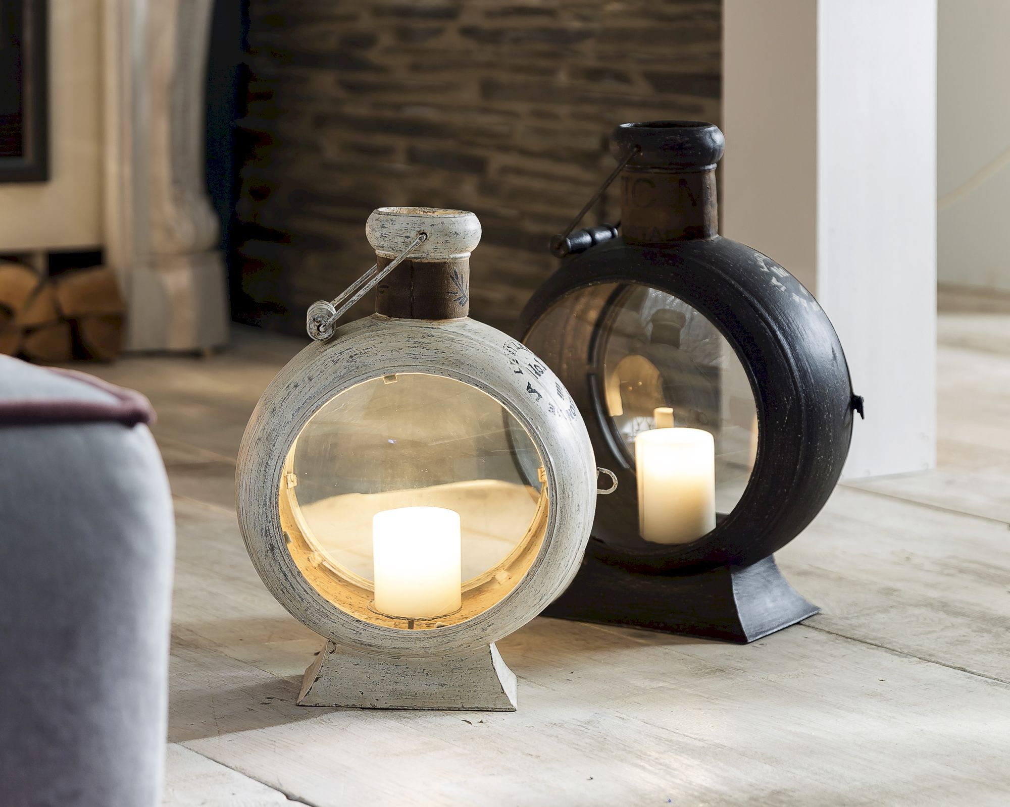 die Faktorei »Vintage« Laterne Used-Look Weiss / 30x40x20 cm Image