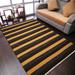 Black/Yellow 48 x 0.2 in Area Rug - Ebern Designs Housel Striped Handwoven Wool/Yellow/Black Area Rug Cotton/Wool | 48 W x 0.2 D in | Wayfair