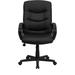 Symple Stuff Withyditch Mid-Back Soft Office Chair w/ Three Line Horizontal Stitch Back Upholstered in Black/Brown | Wayfair