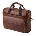 leather Briefcase,VIDENG Geunine Leather 14 Inch Laptop Bag with Strap, Laptop under 15.6 Inch (Coffee Brown-VCP)