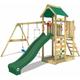 Wickey - Aire de jeux Portique bois MultiFlyer avec balançoire et toboggan vert Maison enfant