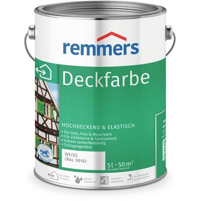 Deckfarbe weiß (ral 9016), 5 Liter, Deckfarbe für innen und außen, Wetterschutzfarbe viele Image