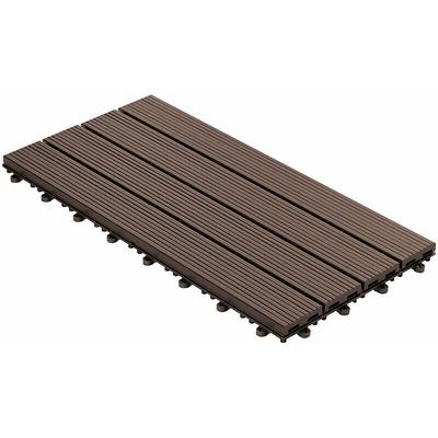 Floordirekt - Klickfliesen WPC-Terrassendielen Royal Dunkelbraun 60 x 30 cm 6 Stück - Dunkelbraun