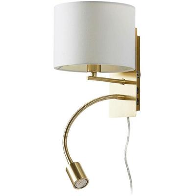 Messingfarbene Wandlampe Florens m LED-Leseleuchte - weiß, messing matt Image