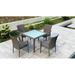 Wade Logan® Ballu Square 4 - Person 39.25" Long Outdoor Dining Set w/ Cushions Glass, Wicker in Gray | 39.25 W x 39.25 D in | Wayfair