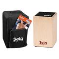 Sela SE 119 Primera Cajon Natur Einsteiger Bundle mit Sela Snare System, aufgebaut, Rucksack, Sitzpad, Schule, CD, DVD