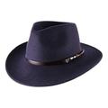 Classic Italy - Fedora Hat Wool Felt Packable Water Repellent Wide Brim Classique Large - Size 56 cm - bleu-Marine