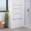 Warmehaus Designer Minimalist Bathroom Flat Panel Heated Towel Rail Radiator Ladder Rad Central Heating 1000 x 600 mm - White