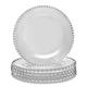 Set of Six Bella Perle Glass Dinner Plates With Beaded Edge - 26.5cm
