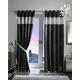 viceroy bedding PAIR OF VELVET STYLE DIAMANTE THERMAL BLACKOUT Eyelet Ring Top Curtains Including Pair of Matching TIE BACKS (66'' x 54'', Black)