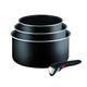 Tefal Ingenio Essential Saucepan Set, 4 Pieces, Stackable, Removable Handle, Space Saving, Non-Stick, Black, L2009342