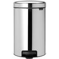 Brabantia NewIcon Pedal Bin 12L, Soft-Closure Rubbish Waste Bin, Removable Inner Bucket + Free Bin Bags, Brilliant Steel