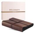 BELCRAFT Vietri Large Recycled Leather Photo Album with Black Pages, MADE IN ITALY, Including BOX, A4 (23x30 cm) Brown