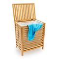 Relaxdays Wooden Laundry Hamper Linen Basket 100L (60 x 35.5 x 50.5 CM) Natural Bamboo With Lid Laundry Box Laundry Basket