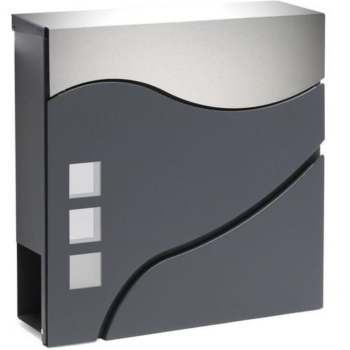 Wiltec – Moderner Design Briefkasten V28 Anthrazit pulverbeschichtet Wandbriefkasten Edelstahl