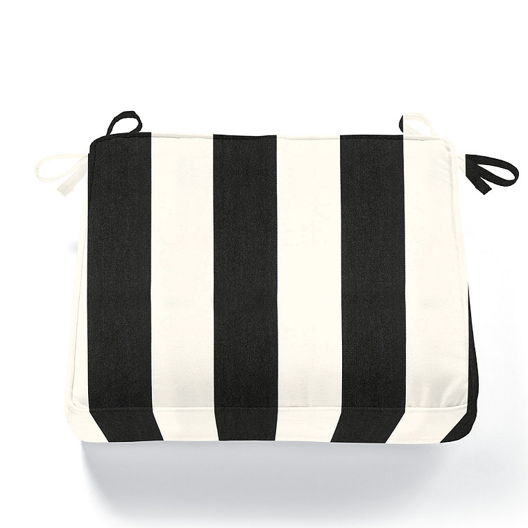 19" X 17-1/2" Replacement Seat Cushion - Piped, Piped/Awning Striped Black - Grandin Road