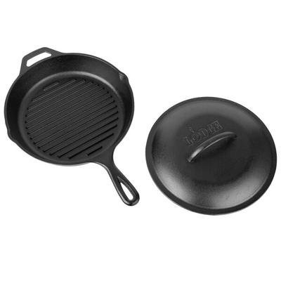 Lodge L8GP3 10 1/4" Pre-Seasoned Cast Iron Grill Pan with Cover