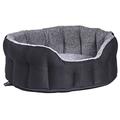 P&L SUPERIOR PET BEDS LTD Premium Hundebett, oval Drop vorne, robust, korbflechtoptik, Innenfutter Fleece, Mittelschneider, schwarz/grey-parent