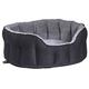 P&L SUPERIOR PET BEDS LTD Premium Hundebett, oval Drop vorne, robust, korbflechtoptik, Innenfutter Fleece, Mittelschneider, schwarz/grey-parent