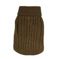 sourcingmap Gerippte Bündchen Twisted Knit Rollkragen Pet Coat Sweater, X-Small, Kaffee Farbe