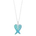 "Sterling Silver Lab-Created Blue Opal Angel Wings Pendant, Women's, Size: 18"""