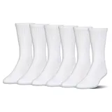 Boys Under Armour Charged Cotton 6-Pack Crew Socks, Boy's, Size: 9-11, White